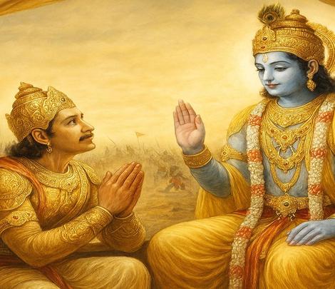 Bhagavad Gita Discourse during Mahabharata war