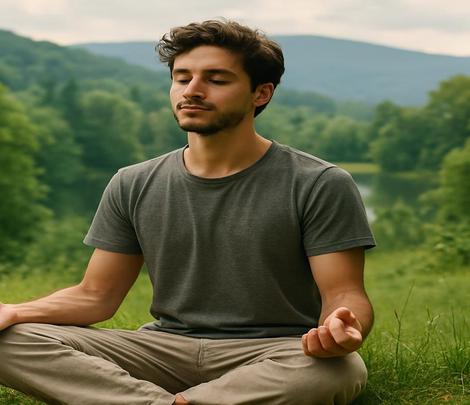 meditating man natural environment