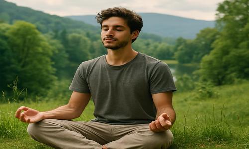 meditating man natural environment