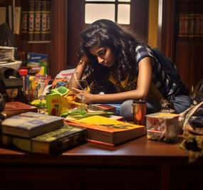 stressed college girl