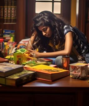 stressed college girl