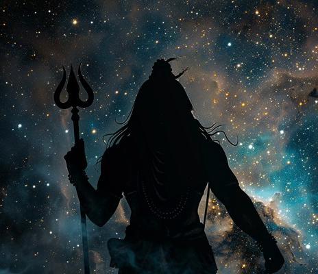 lord shiva on dark cosmic night