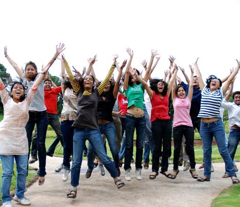 participants jumping during youth program